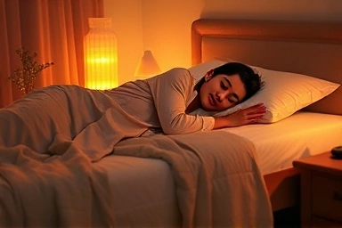 Cozy bedroom with warm heated mattress pad