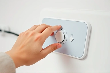 Hand adjusting modern heating pad thermostat
