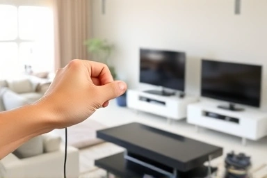 Hand flipping switch on power strip for energy saving