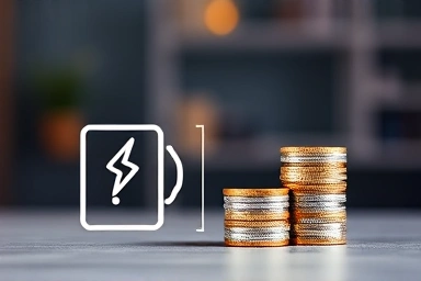 Symbolic representation of electricity bill savings from LED lights.