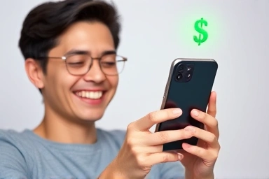 Smartphone user saving money with efficient app