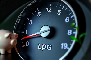 LPG fuel gauge showing savings