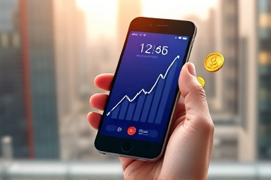 Smartphone screen showing cash flow and profit graph.