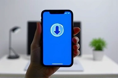 Person illuminated by phone screen showing data reduction notification.