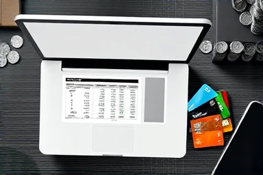 Desk setup for managing personal finances and budgeting.