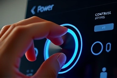 User controlling computer power settings on a digital interface.