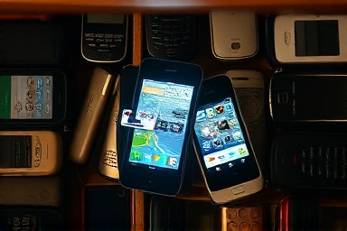 Old smartphones in a drawer transforming into useful tools.