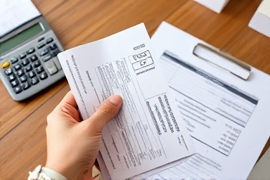 Medical receipts and tax documents for deduction.