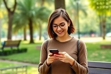 Smartphone user saving money with secure public Wi-Fi.