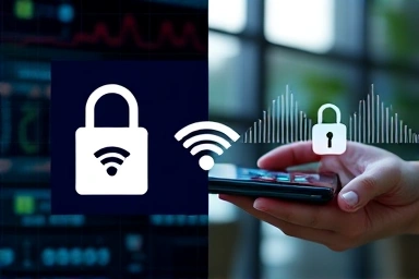 Secure public Wi-Fi symbol and cost-saving data flow.