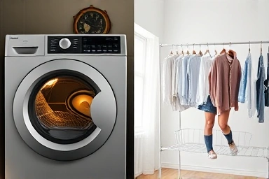 Saving money by air-drying clothes instead of using a dryer.