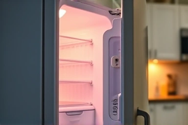 Efficient refrigerator interior, symbolizing energy savings.