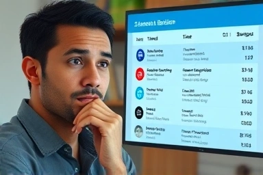 Person managing subscription services on a digital device for savings.