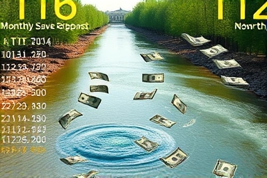 Flowing river of money symbolizing consistent savings growth.