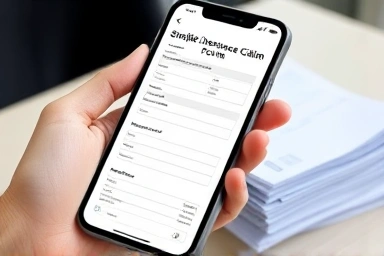 Smartphone insurance claim with medical bills.