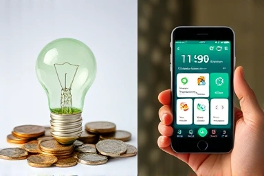 Coins and lightbulb vs. smartphone smart home control.