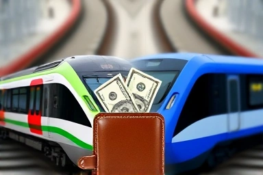 SRT and KTX trains with a clear financial difference visualization