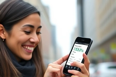 Person saving money on taxi rides via mobile app