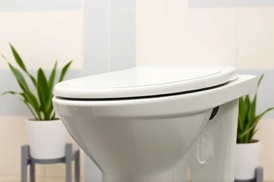 Modern toilet saving water, eco-friendly bathroom.