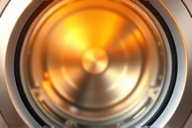 Sparkling clean washing machine drum, symbolizing savings and efficiency.