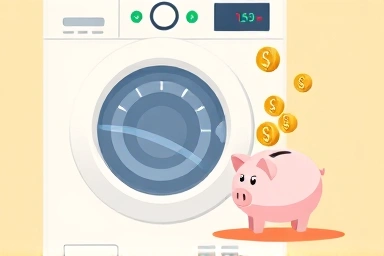 Washing machine energy efficiency, saving money with clean tub.