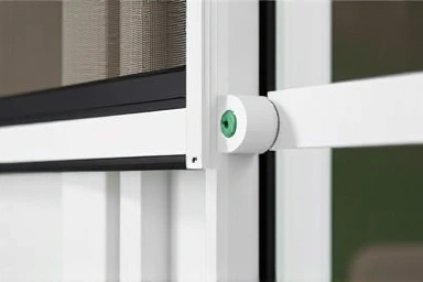 Close-up of automatic insect screen mechanism, tight seal.