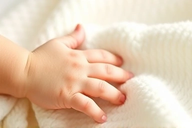 Soft baby blanket texture with gentle sunlight.