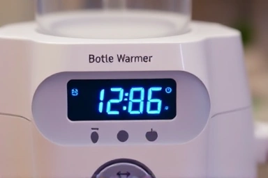 Precise temperature reading on a baby bottle warmer display.