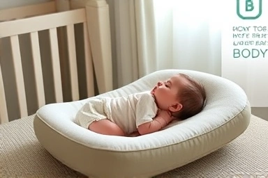 Baby sleeping peacefully on an incline reflux cushion