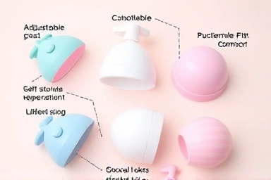 Variety of baby shampoo caps emphasizing adjustable fit and soft materials.