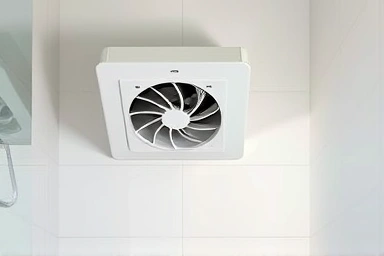 Clean bathroom with powerful ventilation fan.