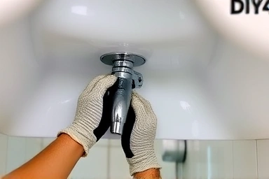 DIY bathroom faucet replacement under sink