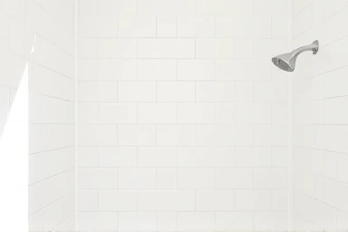 Clean bathroom with white, mold-free grout lines.