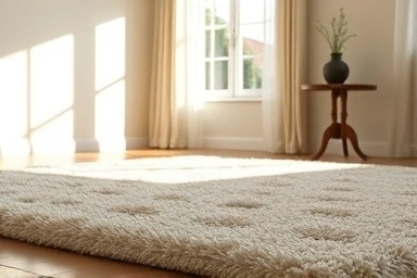 Cozy bedroom with a thick, sound-absorbing rug.