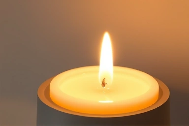 Close-up of candle warmer melting wax with halogen lamp.