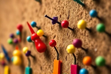 Creative corkboard decorated with unique pushpins