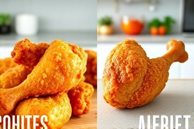Crispy fried chicken vs. air-fried chicken comparison