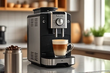 De'Longhi automatic coffee machine brewing a perfect latte.