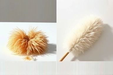 Ostrich vs wool duster comparison, dust removal