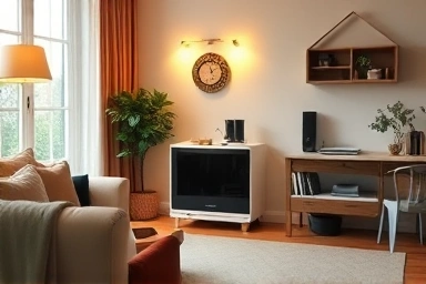 Cozy living room with a safe electric heater