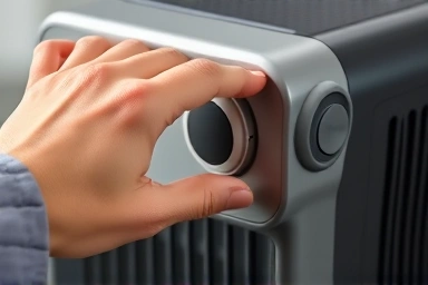 Close-up of safe electric heater controls
