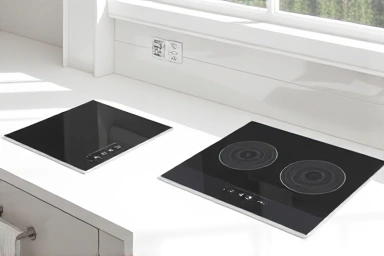 Modern kitchen with single and dual burner electric stoves