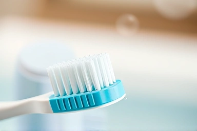 Toothbrush drying in the air for better hygiene.