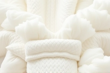 Close-up of fluffy, light goose down filling.