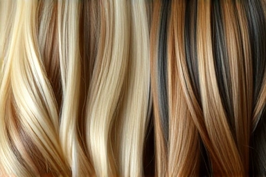 Healthy, shiny hair texture with natural light.