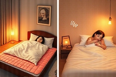 Cozy bedrooms comparing hot water mat and electric blanket comfort