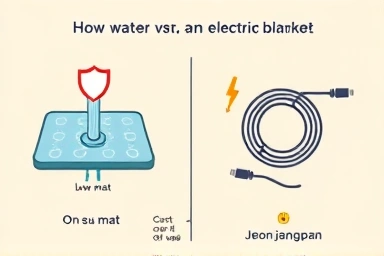 Infographic comparing hot water mat vs electric blanket features