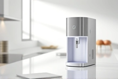Modern kitchen with an ice water purifier.