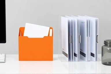 L-shaped folder and clear file binder for document organization