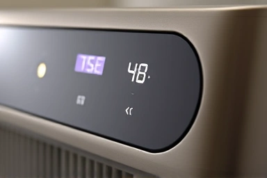 Close-up of LG Whisen dehumidifier control panel, elegant design
